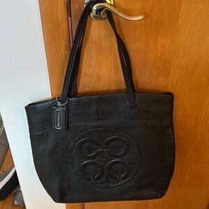 Black coach leather pebble bag